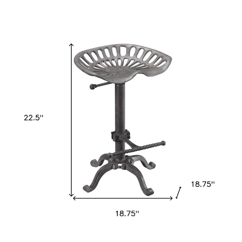 23" Black Iron Backless Adjustable Height Bar Chair