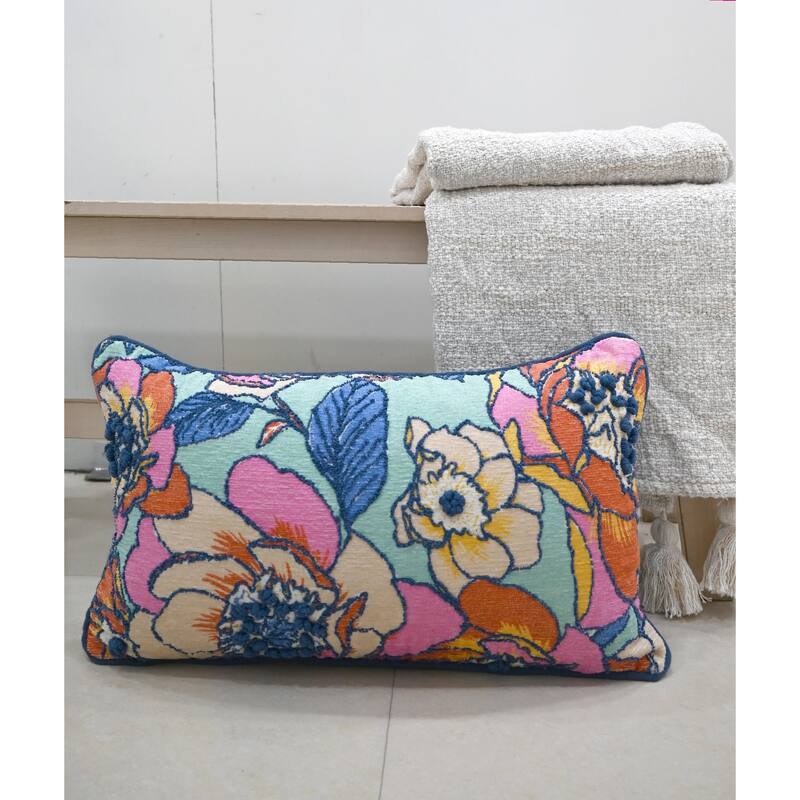 Vibhsa Novelty Decorative Pillow with Machine Embroidery 14" x 24"