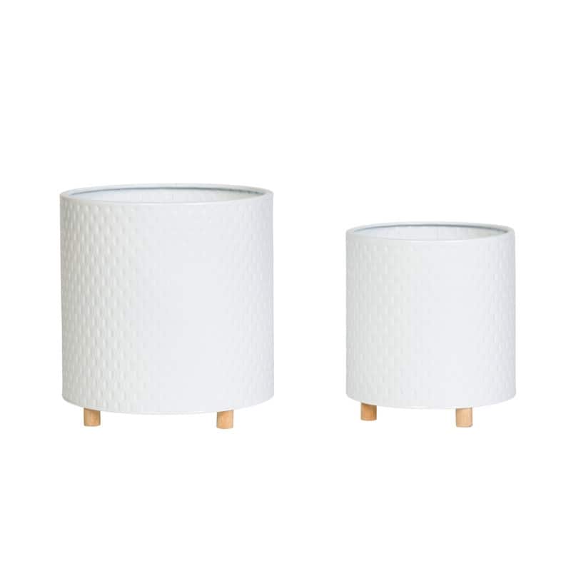 2-Piece Modern Metal Planter Pot With Peg Base