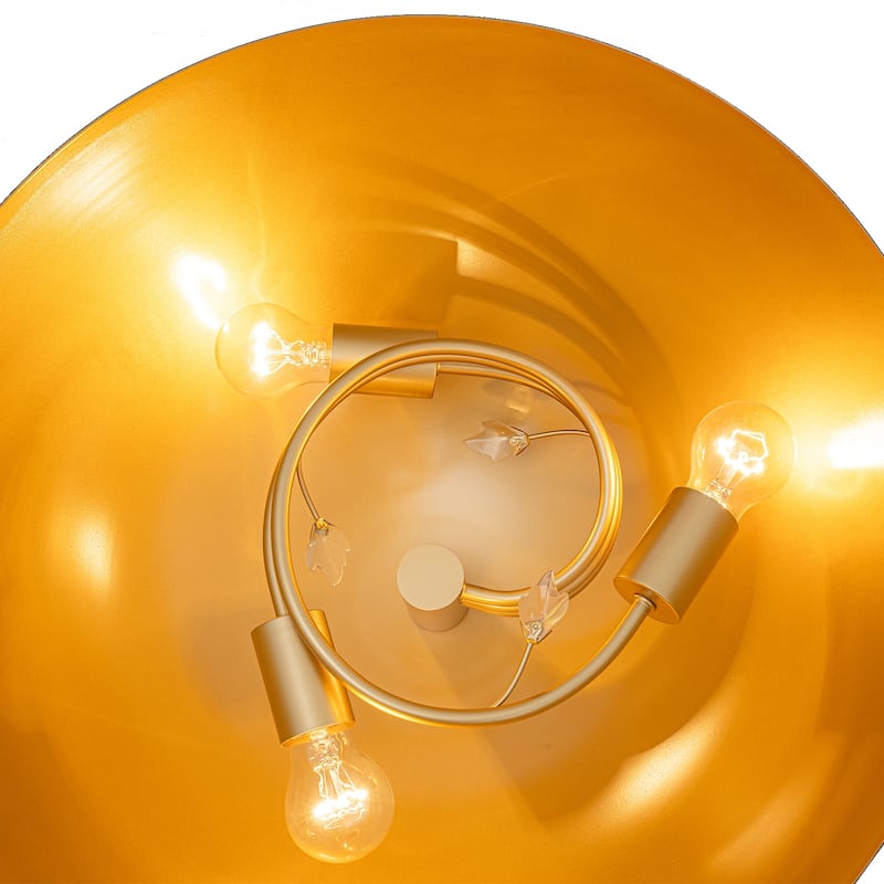 8-Light Matte Black Dome Pendant Light with Gold Interior for Kitchen - Dia.19.69-in