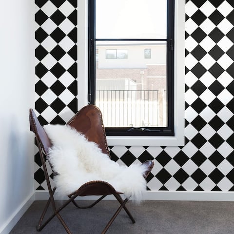 Black and White Checkered Peel and Stick Removable Wallpaper 2326
