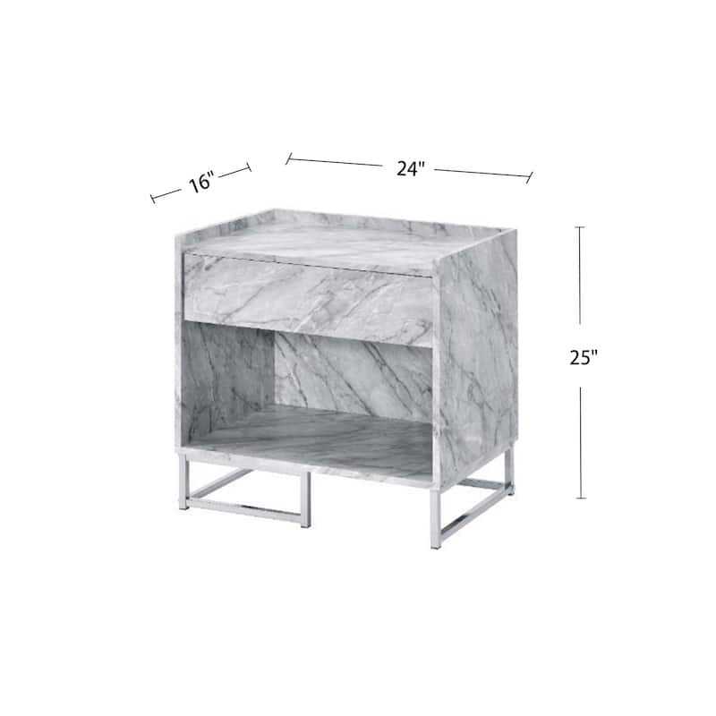 Faux Marble Accent Table in Chrome