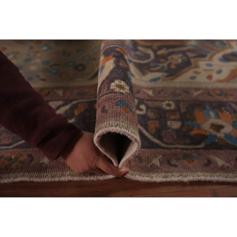 Medallion Tabriz Persian Vintage Area Rug Hand-Knotted Wool Carpet - 9'6" x 12'8"