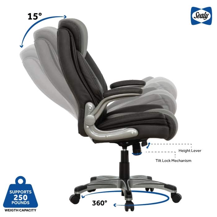 Sealy® Ryder Ergonomic High-Back Executive Office Chair with Adjustable Armrests