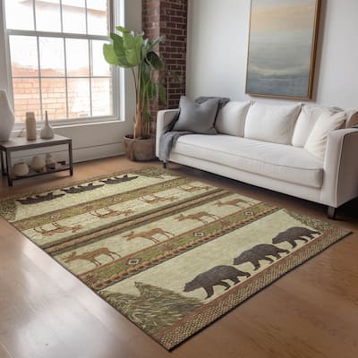 Premium Washable Super Soft Bear Moose Lodge Mayfield Rug