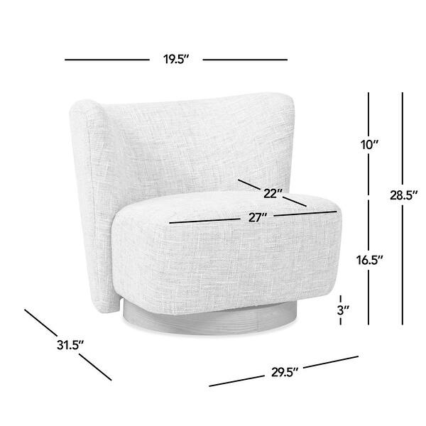 dimension image slide 0 of 2, Miranda 30" Solid Ash Wood Chenille Upholstered Swivel Accent Chair
