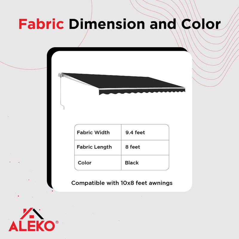ALEKO Fabric Replacement for Retractable Awning 10 x 8 feet Black