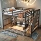 preview thumbnail 1 of 13, Full Size Metal Loft Bed with Staircase,Two 4-Tier Shelves,Low Table With 2 Mesh Shelves Black