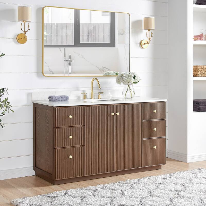 Oza Bath Vanity with Quartz Stone Top and Mirror