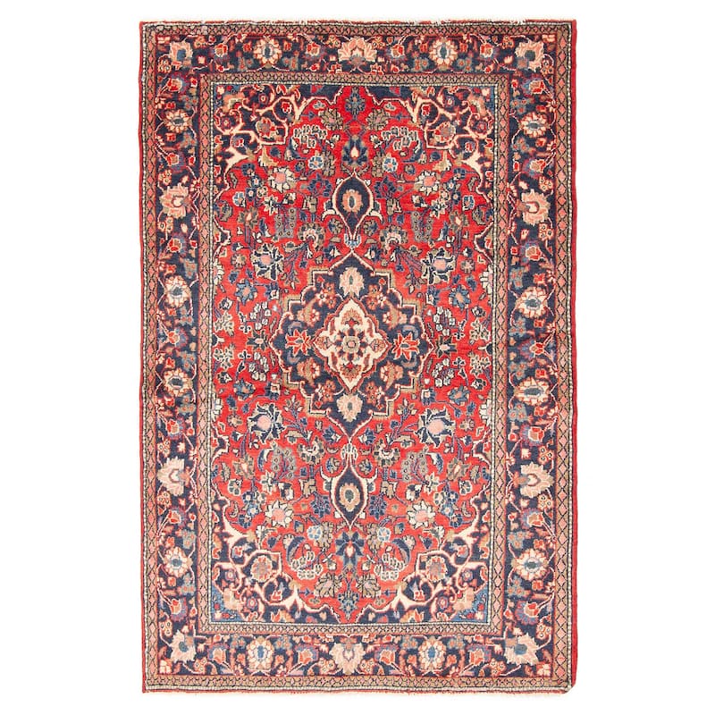 ECARPETGALLERY Hand-knotted Andelz Red Wool Rug - 4'0 x 6'6 - Red - 4'0 x 6'6