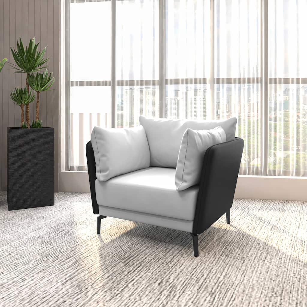 Luxify Upholstered Vegan Leather Single-Seater Sofa in Solid Wood Frame with Metal Legs for Living Room Accent Chair