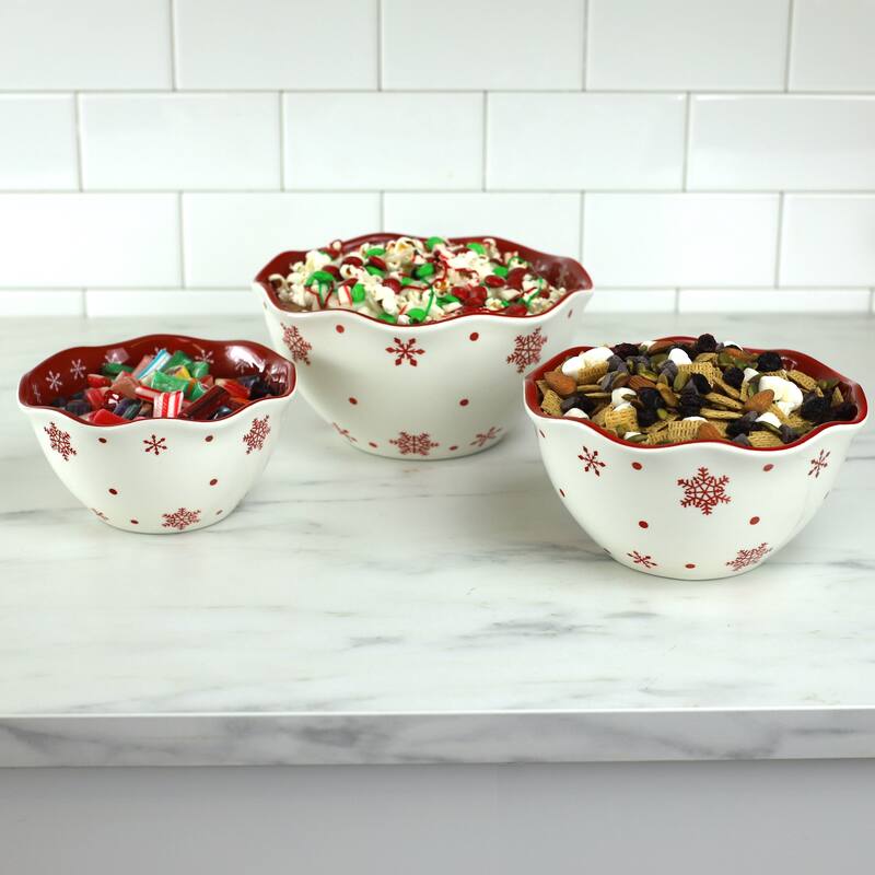Winterfest 3 Piece Snow Flake Nesting Bowl Set