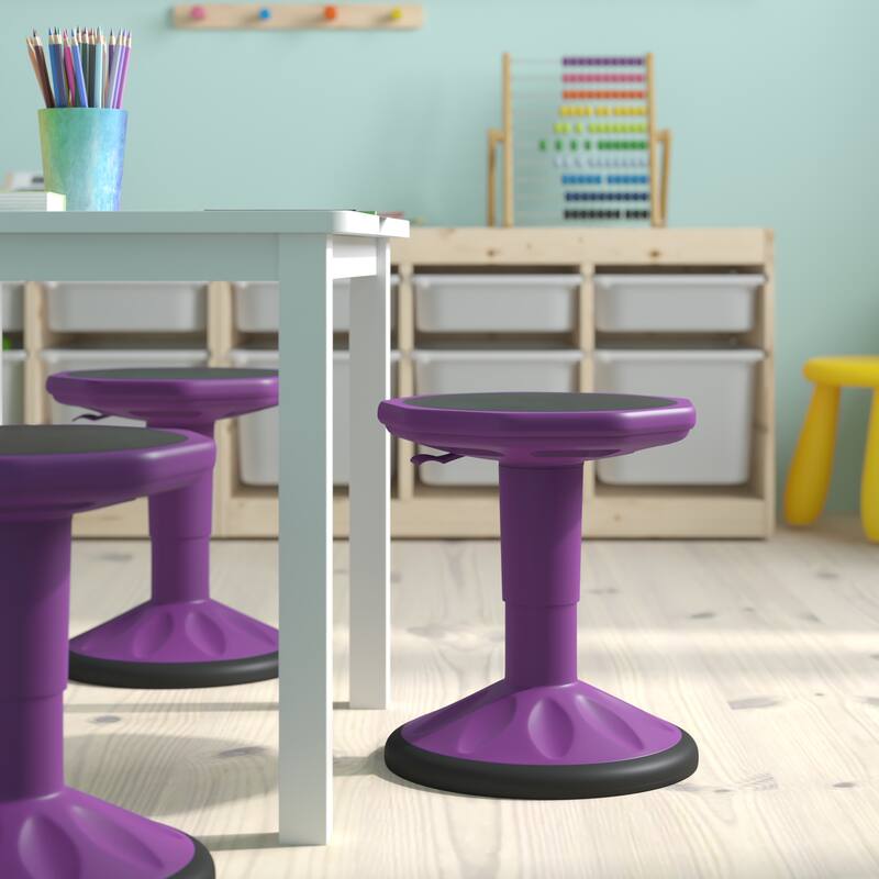 Kids Adjustable Height Active Learning Stool for Classroom and Home - 13"D x 13"W x 13.5" - 18.25"H