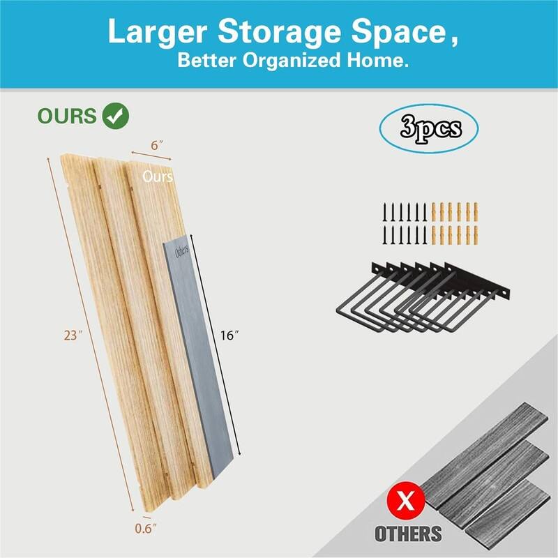 24 Inches Easy to Install Wall Mounted Shelves - 6"D x 24"W x 6"H