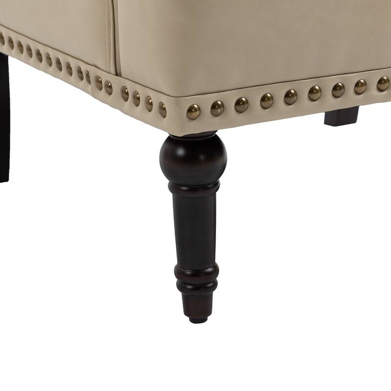 Tufted Vegan Leather Accent Chairs Armchairs with Nailhead Trim