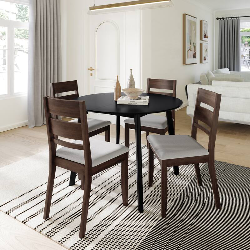 CraftPorch Elegance 4-Piece Chair and Round Table Wooden Dining Set
