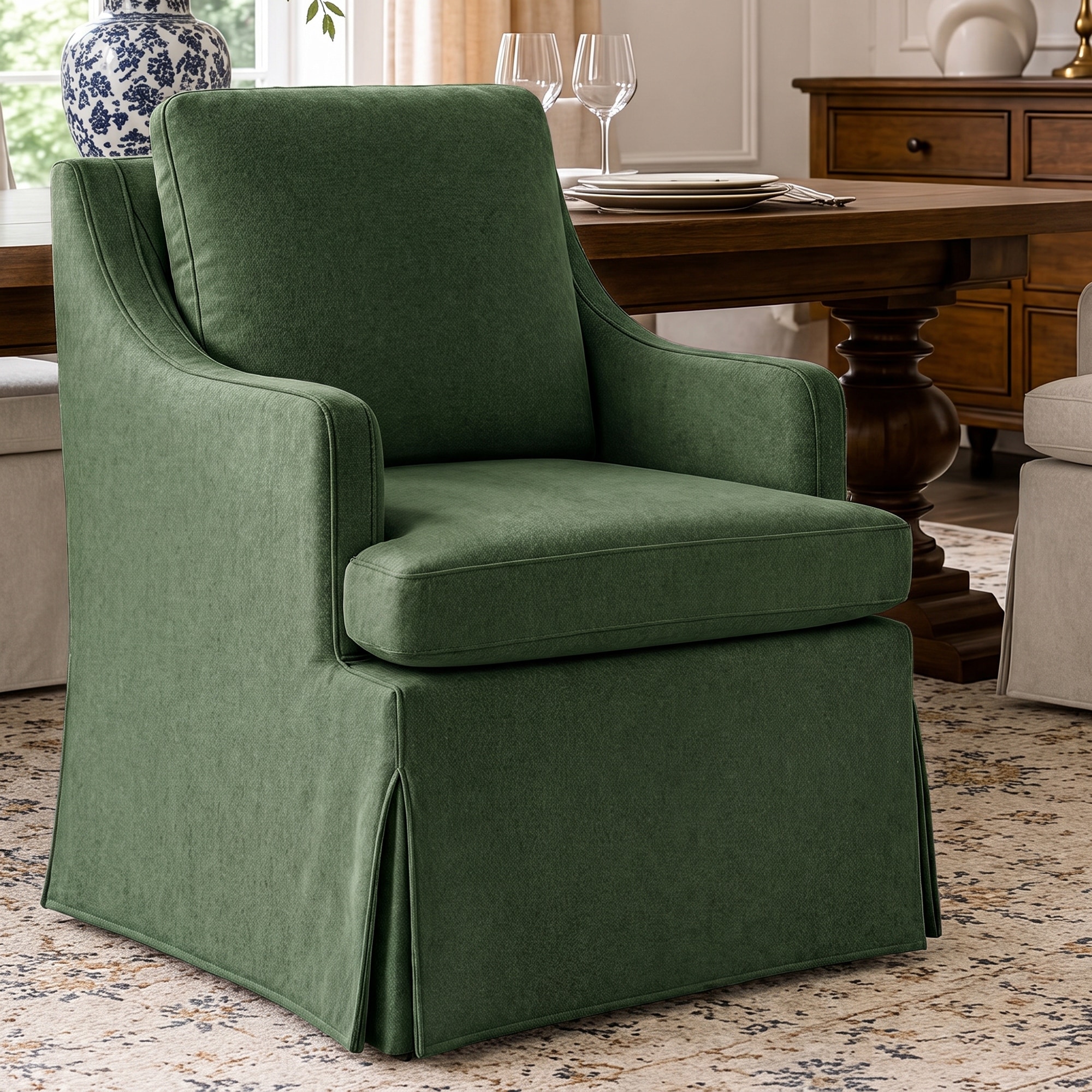 Set of 2/4/6 Upholstered Dining Chairs, Modern Kitchen Dinner Chairs on 4 Smooth-Rolling Casters