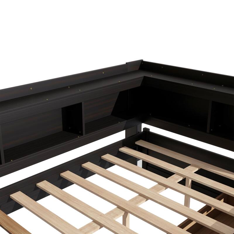 Full Bed with L-shaped Bookcases