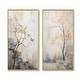 preview thumbnail 2 of 5, Designart "Minimalism Calm River Forest" Forest River Framed Wall Art Set Of 2 - Traditional Beige Wall Decor 2 Pieces
