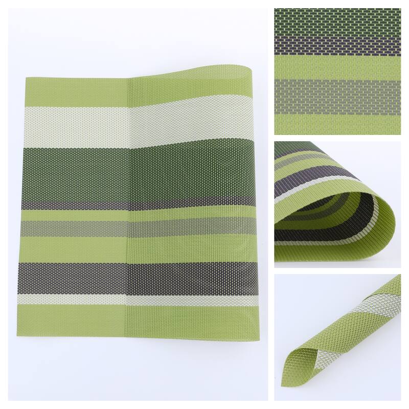 Morden Placemats Set of 6 PVC Placemats for Dining Table Decor Indoor Outdoor Kitchen Table Mat Wipe Clean - 18*12in - Green