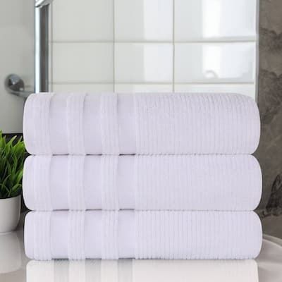 Superior Brea Zero Twist Cotton Ribbed Modern Bath Towel Set of 3