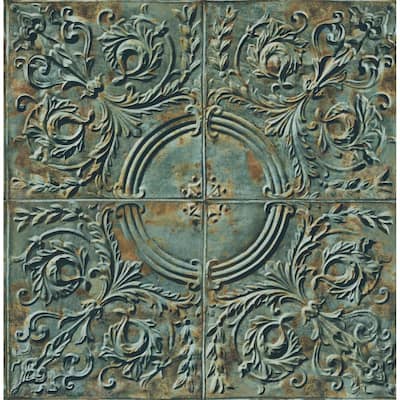 Seabrook Designs Faux Metal Ceiling Tiles Unpasted Wallpaper