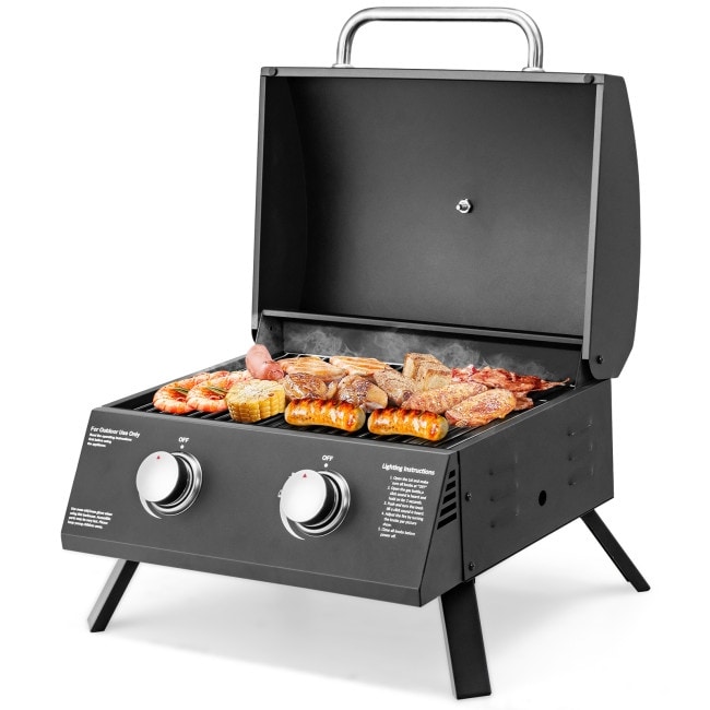 2-Burner Propane Gas Grill 20000 BTU Outdoor Portable with