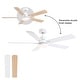preview thumbnail 13 of 69, YUHAO Kaleido 52 in. Indoor Matte Black 3-Colors Integrated LED 6-Speeds Ceiling Fans with Dual-Finish Blades and Remote Control StyleA:52 inches Downrod - White
