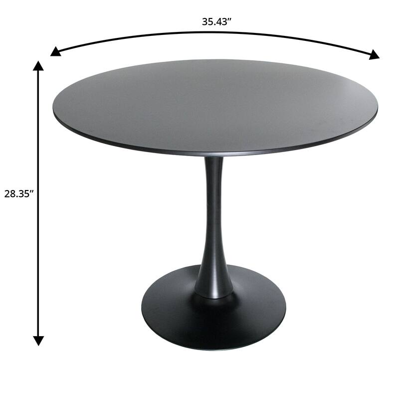 4-Piece Dining Set 35-Inch Round MDF Tabletop Dining Table and 3 Upholstered Side Chairs in Iron