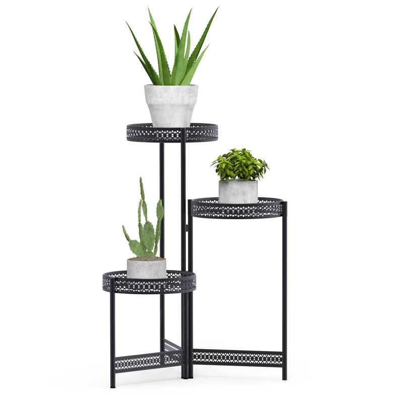 3 Potted Metal Plant Stand Foldable Planter Flower Holder
