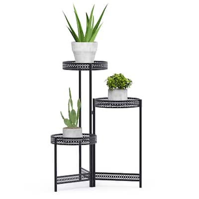 3 Potted Metal Plant Stand Foldable Planter Flower Holder