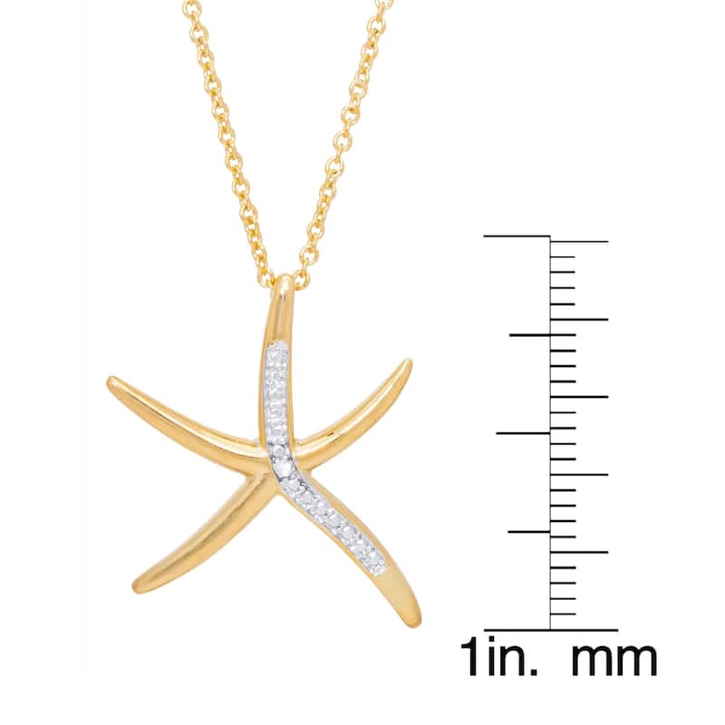 Victoria Townsend Gold Plated Cubic Zirconia Starfish Pendant-18"