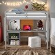 preview thumbnail 2 of 13, Full size Loft Bed with Desk, Writing Board and Drawers Cabinet, Grey