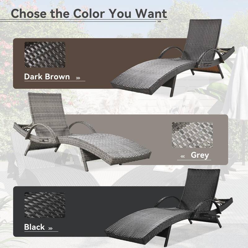 Outdoor Wicker Chaise Lounge Chairs Set of 2