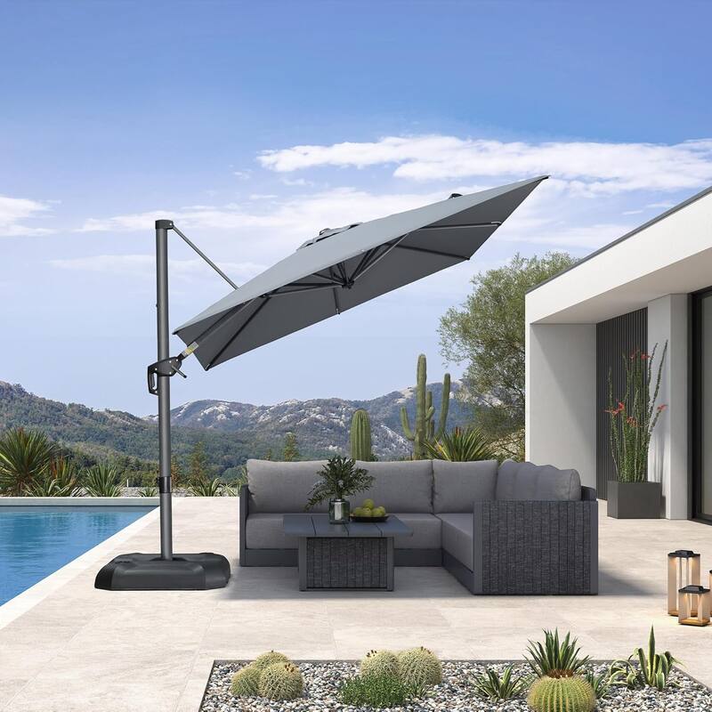 PURPLE LEAF 10 ft 360 Degree Rotation Patio Umbrella With Base