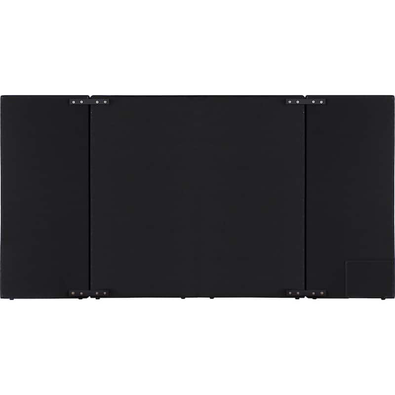 Cleo Queen Bed, Velvet, XL 3 Panel Tall Headboard, Crystal Tufted, Black