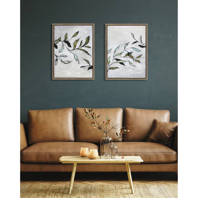 Kate and Laurel Sylvie Branch I II Framed Canvas by Nikita Jariwala