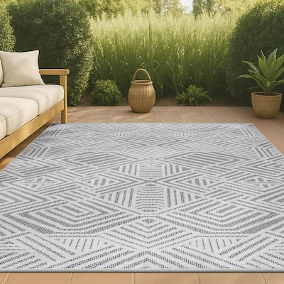 JONATHAN Y Aylan High-Low Pile Art Deco Geometric Indoor/Outdoor Area Rug