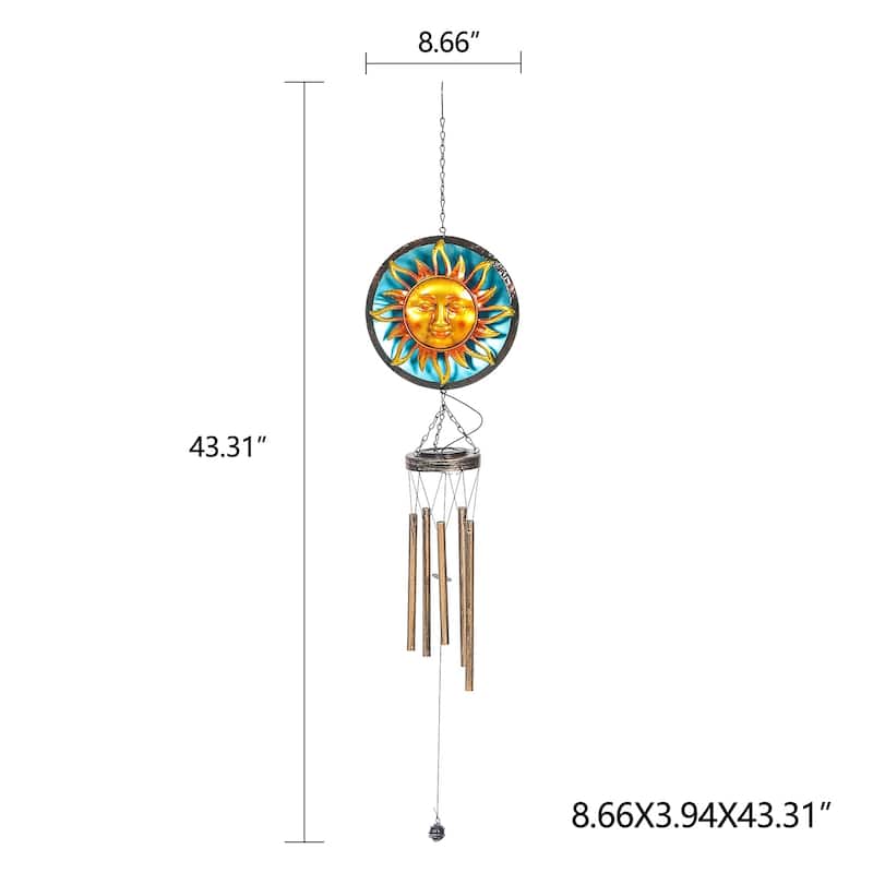 Adeco Wind Chimes with Solar Powered LED Lights