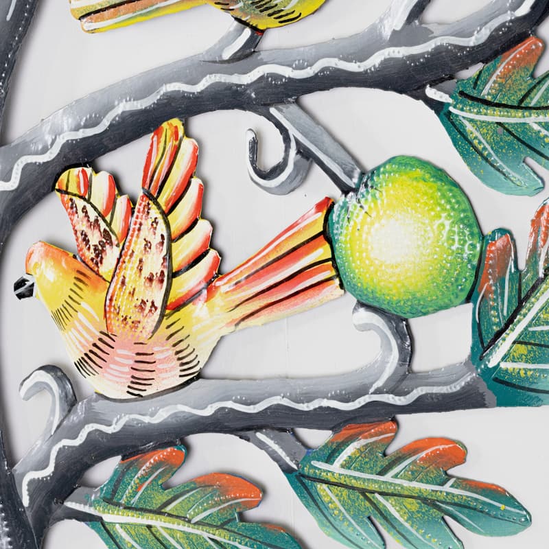 Apple Tree with Birds Haitian Steel Drum Wall Art