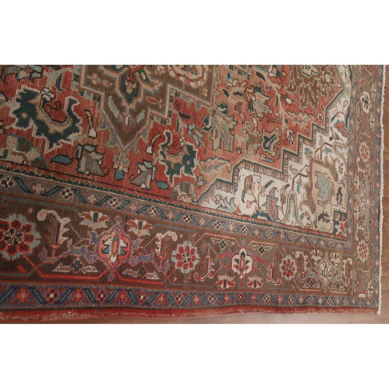 Hand Knotted Oriental 100% Wool Carpet Traditional Medallion Red Heriz Area Rug - 11' 5'' X 8' 5''
