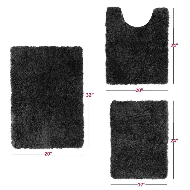 Porch & Den Lorena Shaggy/ Non-slip Rubber Backed Bath Rug Set
