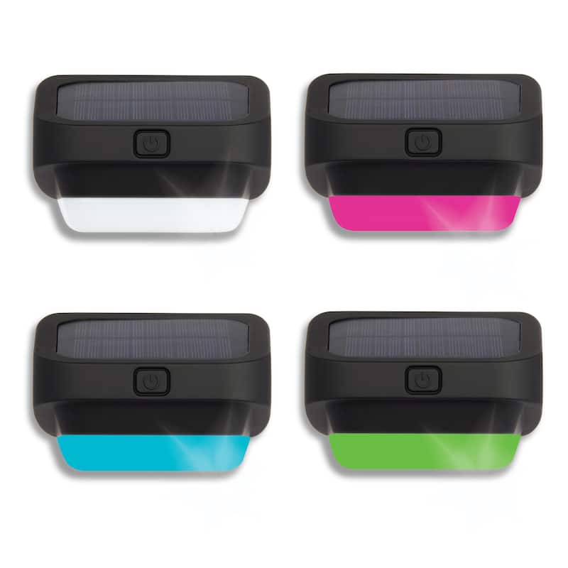Bell + Howell Color Changing Solar Deck Fence Lights For Patio, Stairs, Pathways, and More - 4 Pack - Multi