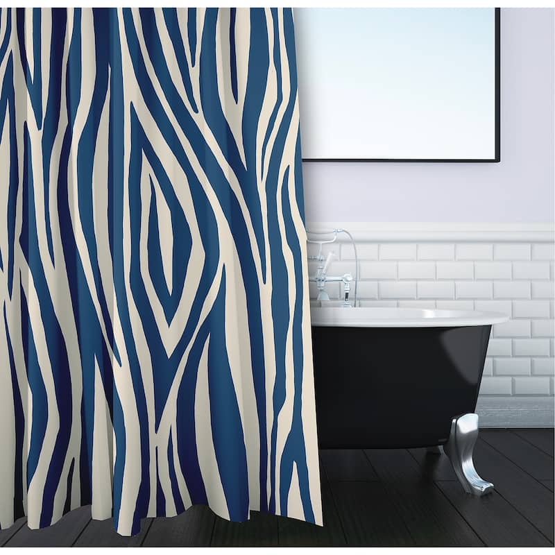 71 x 74-inch Wood Stripedd Geometric Print Shower Curtain