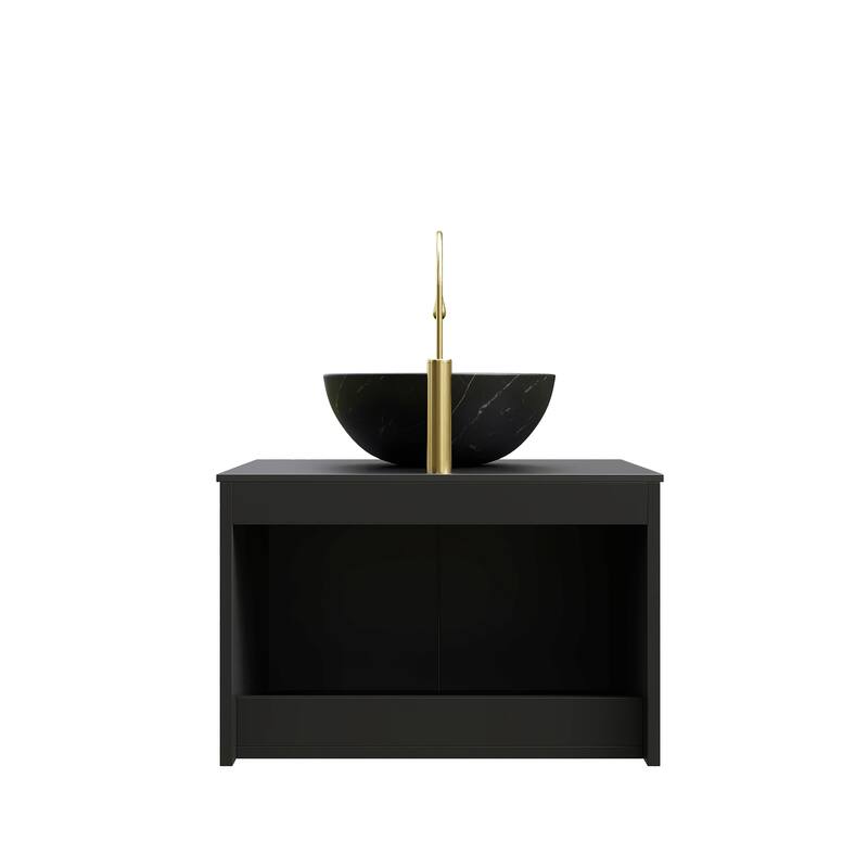 24" Bathroom Vanity & Sink, Wall-Mounted Floating Plywood Storage Cabinet, Twill Double Doors with Metal Trim