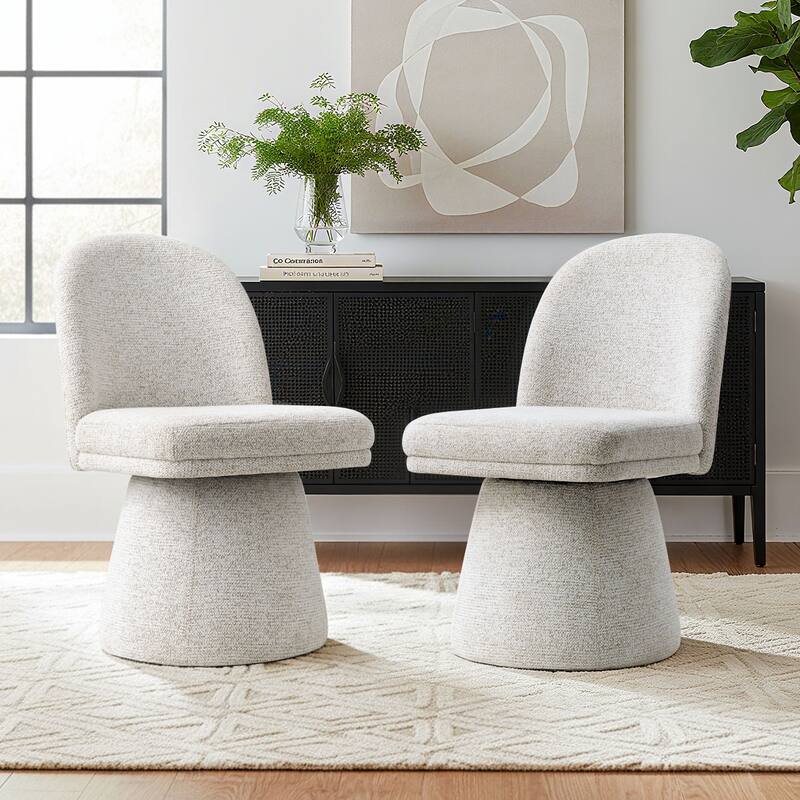 360° Swivel Barrel Upholstered Fabric Dining Chair(Set of 2)