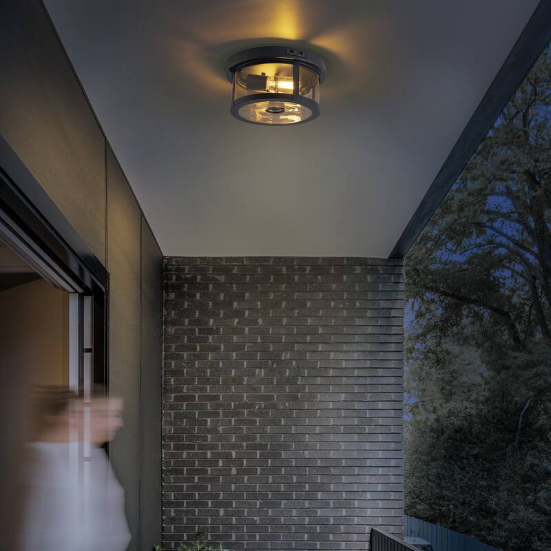 C Cattleya 2-Light Motion Sensor Outdoor Flush Mount Ceiling Light