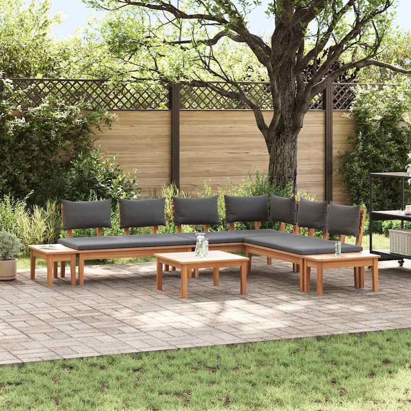vidaXL Garden Bench Set with Cushion 3/4/5 pcs - 23.6" x 23.6" x 11.8 - Brown 2x bench + Table