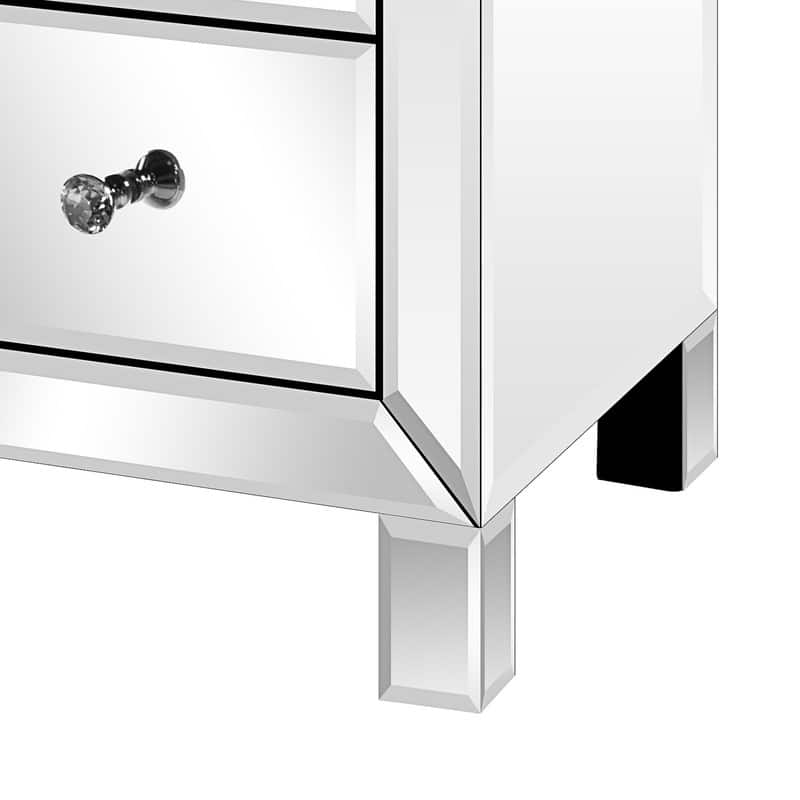 Modern 3-Drawers Mirrored Nightstand Bedside Table