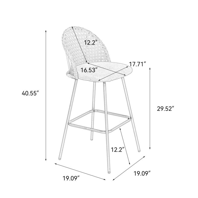 29" Upholstered Swivel Bar Stools with Rattan Back